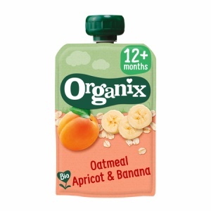 Piure Bio din ovăz, caise și banane, +12 luni, 100 g, Organix