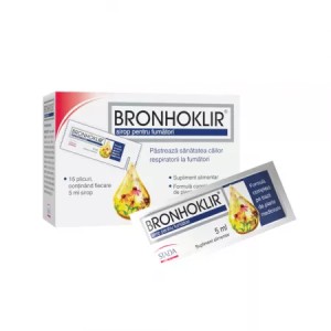 Stada Bronhoklir sirop pentru fumatori cu ciubotica-cucului, cimbru si echinacea, 15 plicuri