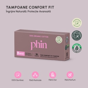 Tampoane din bumbac organic, 16 bucăți, Phin - Img 4