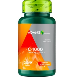Vitamina C 1000 mg cu aromă de portocale, 30 tablete, Adams Vision