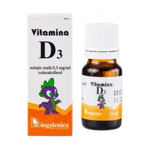Vitamina D3 soluție orală 0,5 mg/ml colecalciferol, 10 ml, Biogalenica