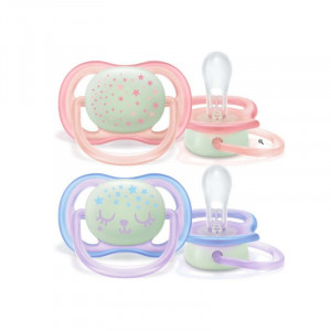 AVENT suzeta 0-6 luni ultra air fete fosforescent x 2 buc SCF376/12