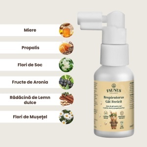 Faunus Plant Respiratorus Gât Fericit, spray de gât pentru copii cu propolis și miere, 30 ml - Img 4