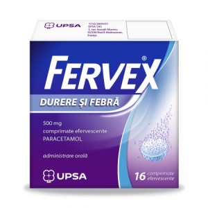 Fervex Durere si Febra 500 mg, 16 comprimate efervescente, Upsa - Img 1