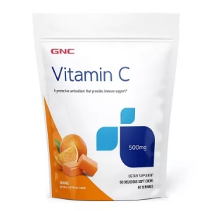 GNC Vitamina C 500 mg Masticabila – 60 Caramele cu Aroma de Portocale - Img 1