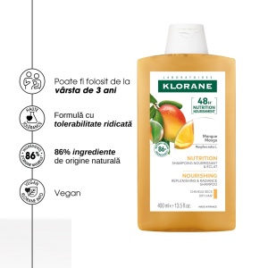 Klorane Șampon cu Unt de Mango pentru Păr Uscat, 400 ml - Img 5
