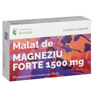 Malat de Magneziu Forte 1500 mg, 30 comprimate filmate, Laboratoarele Remedia