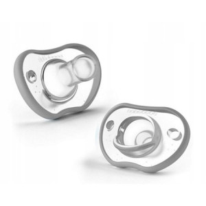 NANOBEBE Suzete din silicon flexibile 0-3luni+ x 2buc, Gri
