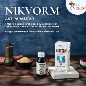 Nikvorm sirop eliminarea parazitilor intestinali, 60 ml, Bio Vitality - Img 5
