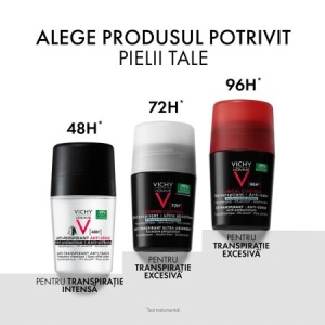 Pachet Deodorant roll-on antiperspirant pentru barbati Control Extrem 72H, 50 ml + 50 ml, Vichy - Img 6