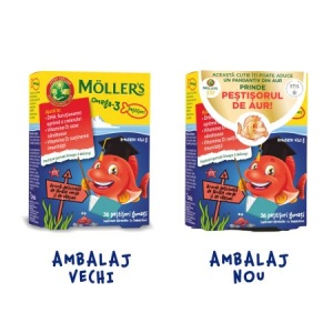 Pestisori gumati cu Omega-3 aroma de lamaie verde si capsuni, 36 jeleuri, Mollers - Img 2