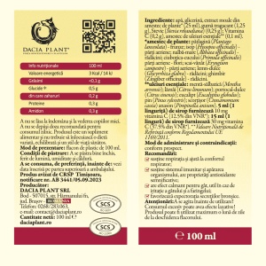 Sirop cu stevie Calmotusin Dbtix, 100 ml, Dacia Plant - Img 2