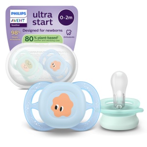Suzeta ortodontica Pacifier Ultra Start Philips Avent, Figurine, 0-2 luni, SCF075/14, 2 bucăți, Philips