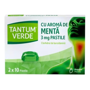 Tantum Verde cu Aroma de Menta, 3 mg, 20 Pastile