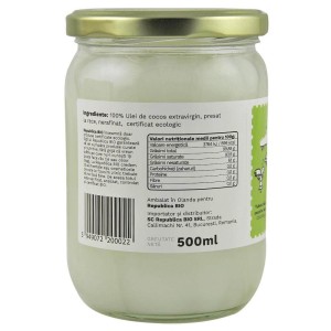 Ulei de cocos eco extravirgin, presat la rece, 500 ml, Republica Bio - Img 4