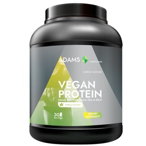 Vegan Protein aroma vanilie, 908 grame, Adams - Img 1