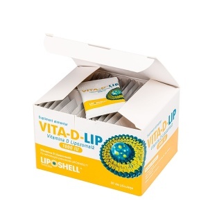 VITA-D-LIP Vitamina D3 lipozomală 1000 UI, 30 plicuri, Liposhell - Img 2