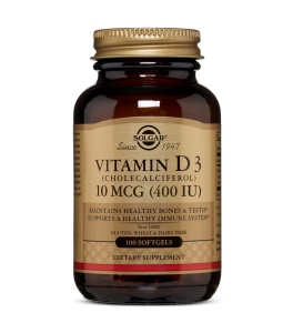 Vitamina D3 400 UI (10 mcg), 100 capsule moi, Solgar