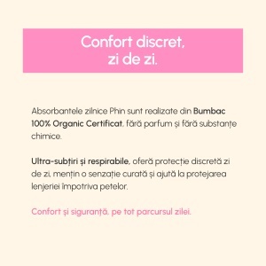 Absorbante zilnice din bumbac organic, 20 bucăți, Phin - Img 5