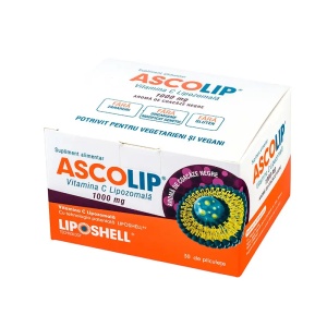 ASCOLIP Vitamina C lipozomală 1000 mg cu aromă de coacăze, 30 plicuri, Liposhell