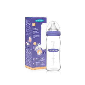 Biberon din sticlă cu tetină din silicon NaturalWave (+3 luni), 240 ml, Lansinoh - Img 2