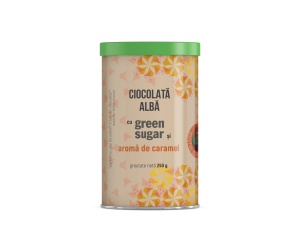 Ciocolată albă instant cu aromă de caramel și Green Sugar, 250g, Laboratoarele Remedia