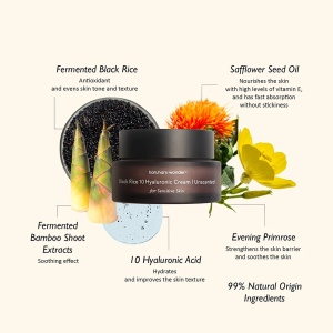 Cremă hidratantă pentru piele sensibilă cu 10 tipuri de acid hialuronic Haruharu Wonder Black Rice, 50 ml - Img 2