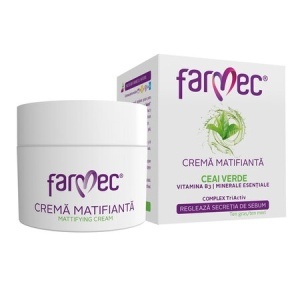 Cremă matifiantă cu niacinamidă și ceai verde pentru ten mixt și gras, 50 ml, Farmec