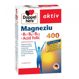 DOPPELHERZ Mg 400+B1+B6+B12+folic x 30cp+10cp