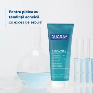 Gel spumant pentru piele grasă și cu tendință acneică Keracnyl, 200 ml, Ducray - Img 5
