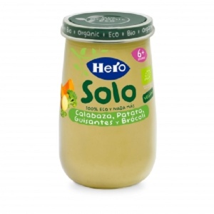 Hero Baby Solo Meniu Bio cu Dovleac, Cartofi, Mazăre și Broccoli, de la 6 luni, 190 g