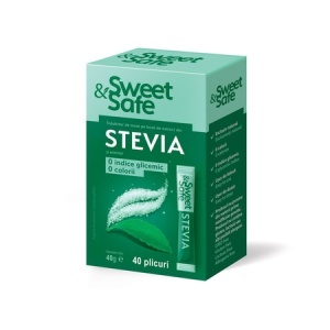 Îndulcitor natural Stevia, 40 plicuri, Sweet & Safe