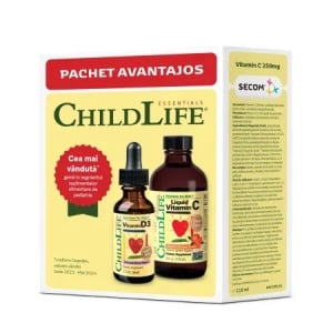 Kit de imunitate pentru copii ChildLife – Vitamina C 118.5 ml + Vitamina D3 29.6 ml, Secom - Img 1
