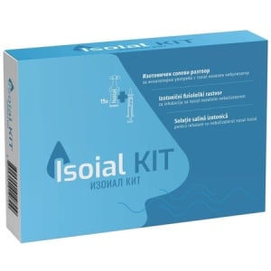 Kit soluție salina pentru nas înfundat + nebulizator nazal Isoial, 15 flacoane x 5 ml