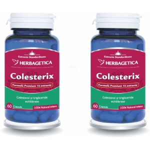 Pachet Colesterix, 2 x 60 capsule – Herbagetica (Promo)