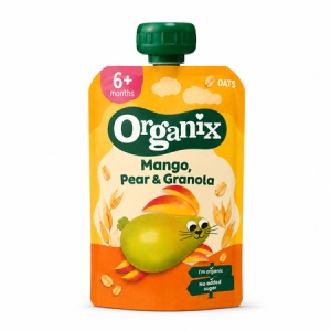Piure Bio din mango, pere și ovăz, +6 luni, 100 g, Organix