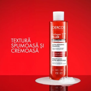 Sampon ultra-reparator pentru par deteriorat si fragil Dercos Collagen 17 Filler, 200 ml, Vichy - Img 4