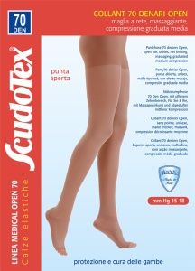 Scudotex 822 Ciorapi compresivi pantaloni, varf deschis, compresie medie 70 DEN, Daino, marimea 5-XL