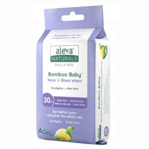Șervețele umede din fibre de bambus pentru respirație ușoară, Aloe Vera și Eucalipt, 30 bucăți, Aleva Naturals