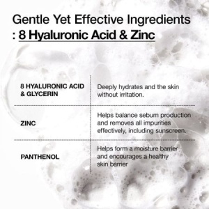 Spuma de curatare cu 8 tipuri de acid hialuronic Hydrating Gentle Foaming Cleanser, 150 ml, Anua - Img 2
