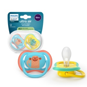 Suzeta Ultra Air Pacifier Philips Avent, Albastru/Galben, 18 luni+, SCF349/58, 2 bucăți, Philips