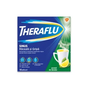 Theraflu Sinus răceală și gripă, 650 mg/10 mg, 10 plicuri, Haleon
