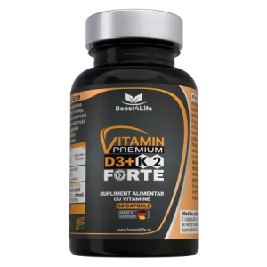 Vitamina D3+K2 Premium Forte, 5000 UI, 60 capsule moi, Boost4Life