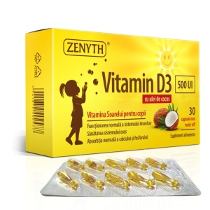 Vitamina D3 pentru copii, 500 UI, 30 capsule moi, Zenyth - Img 2