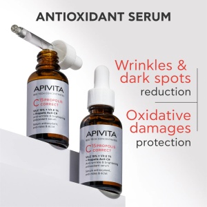 Apivita Bee Tech ser antioxidant iluminator cu vitamina C si propolis C15 Propolis Correct Serum 30ml - Img 2