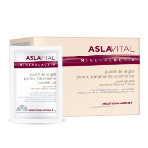 AslaVital Mineralactiv Pudră de Argilă pentru Tratamente Cosmetice, 10 plicuri x 20 g