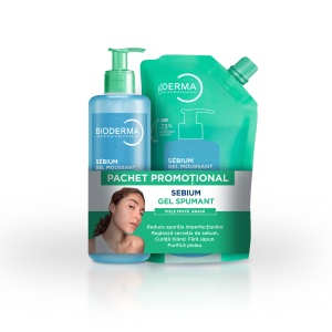 Bioderma Sebium Pachet Gel Spumant 400ml + Sebium Gel Rezerva Eco 400 Ml