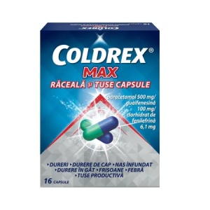 Coldrex Max Raceala si Tuse, 16 capsule, Perrigo - Img 1