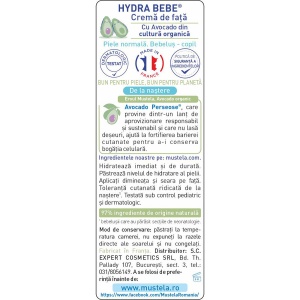 Cremă Hidratantă de Față pentru Piele Normală Hydra Bébé, 40 ml, Mustela - Img 2