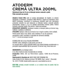 Crema hidratanta pentru fata si corp Atoderm Ultra, 200 ml, Bioderma - Img 2